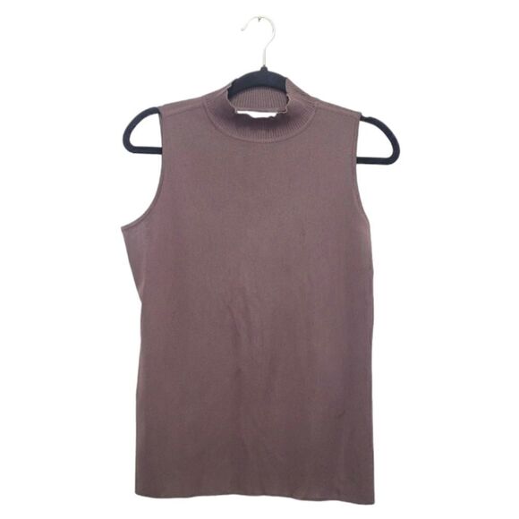 Misook Brown Sleeveless Mock Neck Tank - Picture 1 of 3